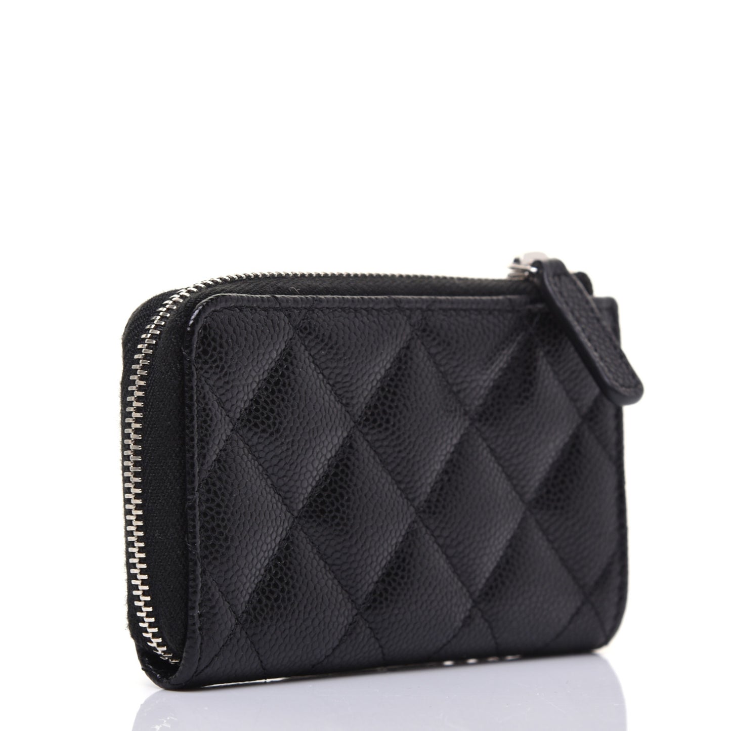 Caviar Quilted Zipped Key Holder Case Black