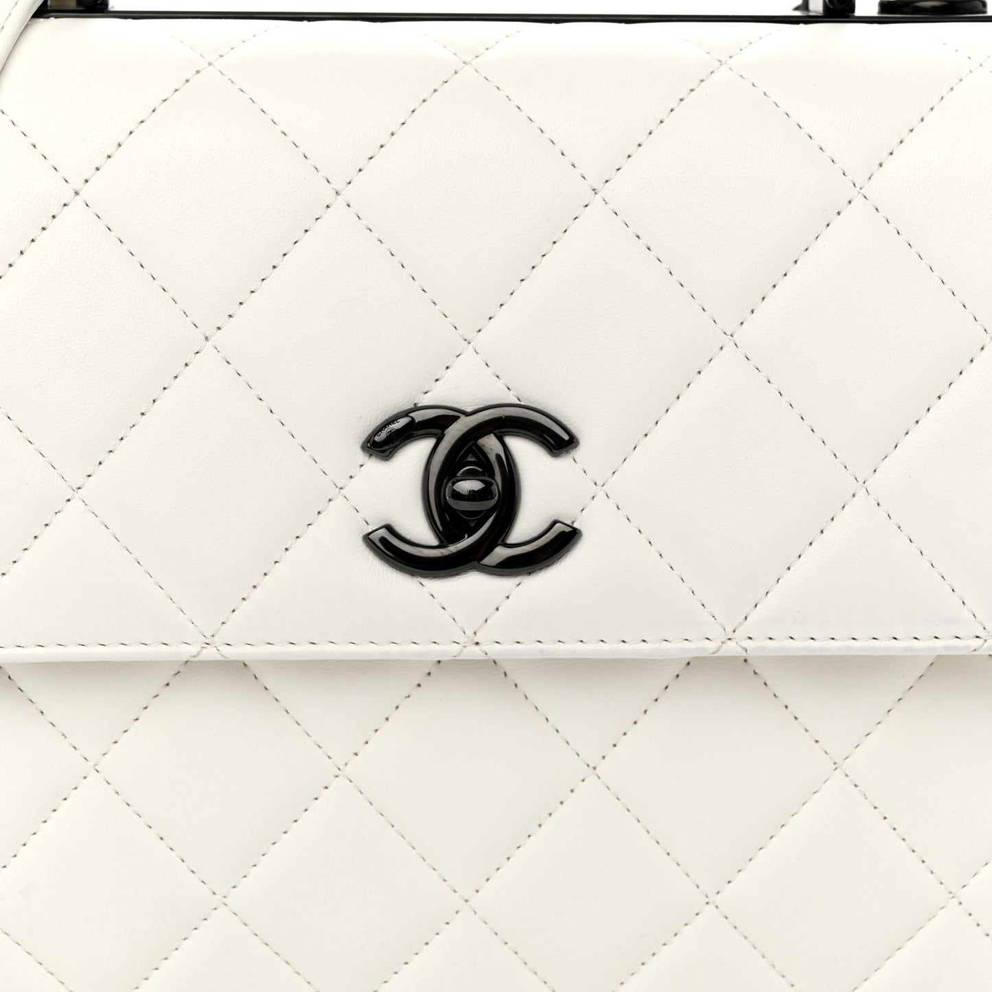 Lambskin Quilted Medium Trendy CC Flap Dual Handle Bag White