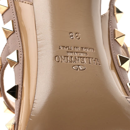 Valentino Garavani Patent Nappa Rockstud Ankle Strap 100mm Pumps 38 Water Rose Poudre 7 of 9