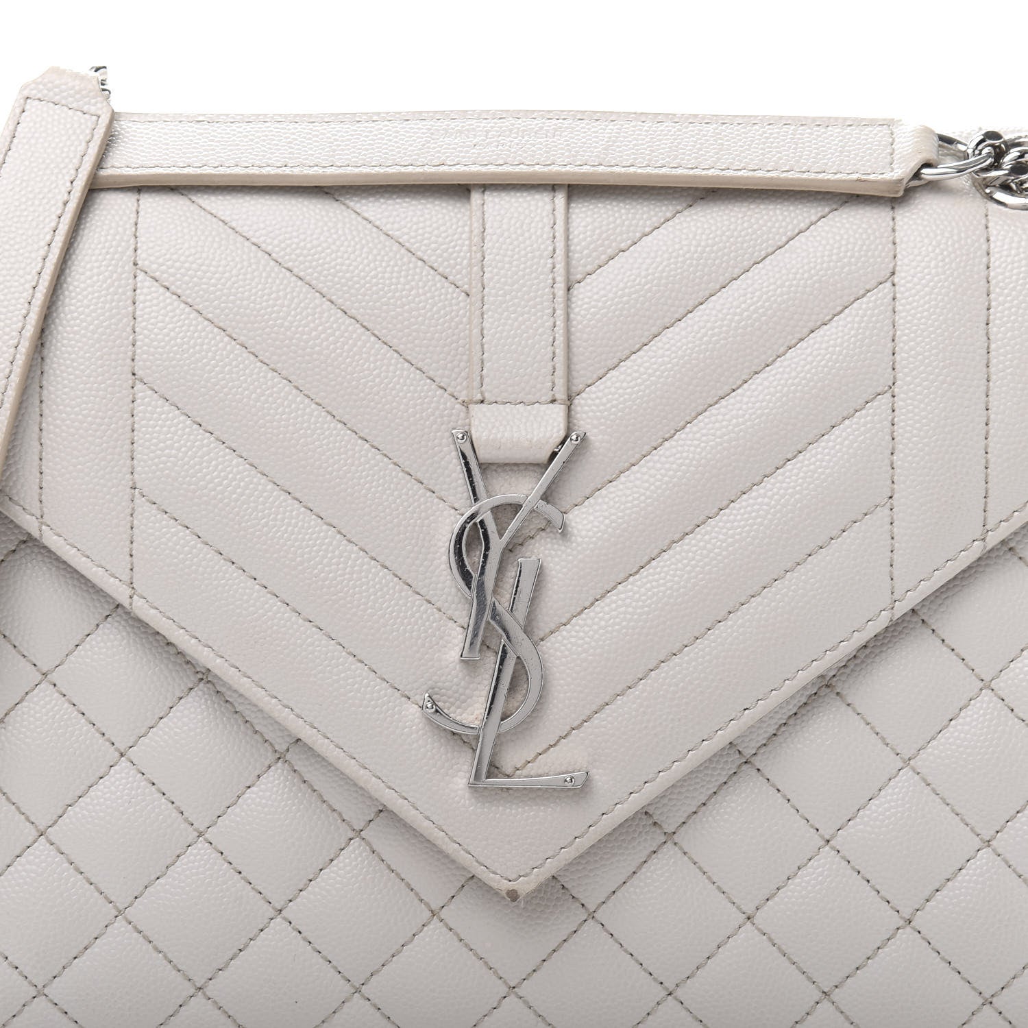 Saint Laurent Grain De Poudre Textured Mixed Matelasse Medium Triquilt Monogram Satchel Porcellana 13 of 13