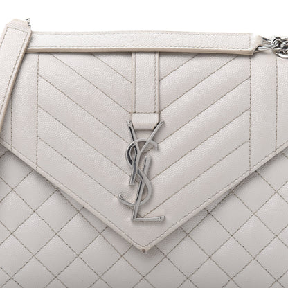 Saint Laurent Grain De Poudre Textured Mixed Matelasse Medium Triquilt Monogram Satchel Porcellana 13 of 13
