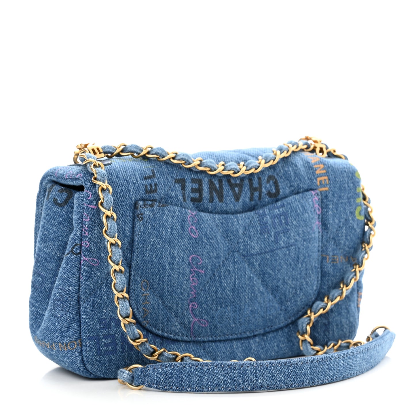 Denim Quilted Mini Denim Mood Rectangular Flap Blue Multicolor
