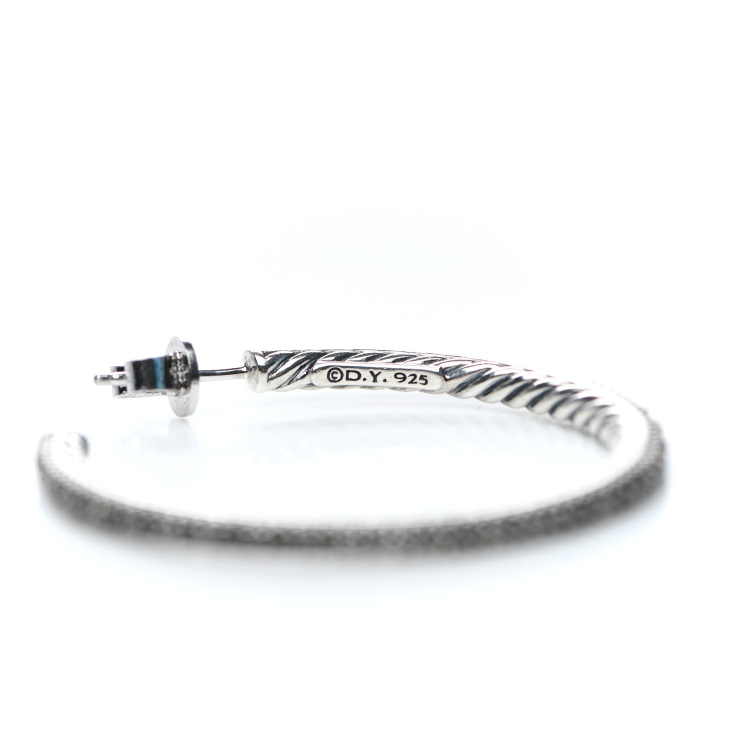 David Yurman Sterling Silver Black Diamond 42mm Large Midnight Melange Hoop Earrings 3 of 5