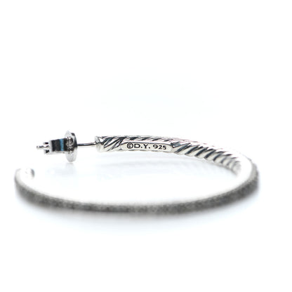 David Yurman Sterling Silver Black Diamond 42mm Large Midnight Melange Hoop Earrings 3 of 5