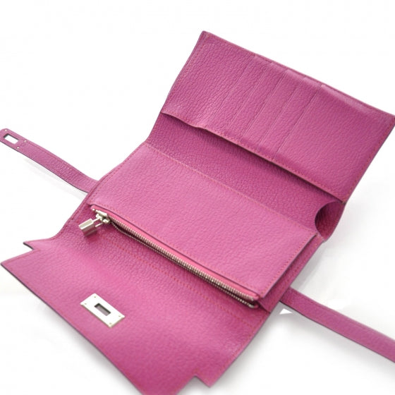 Hermes Chevre Mysore Medium Kelly Wallet Fuchsia 7 of 10