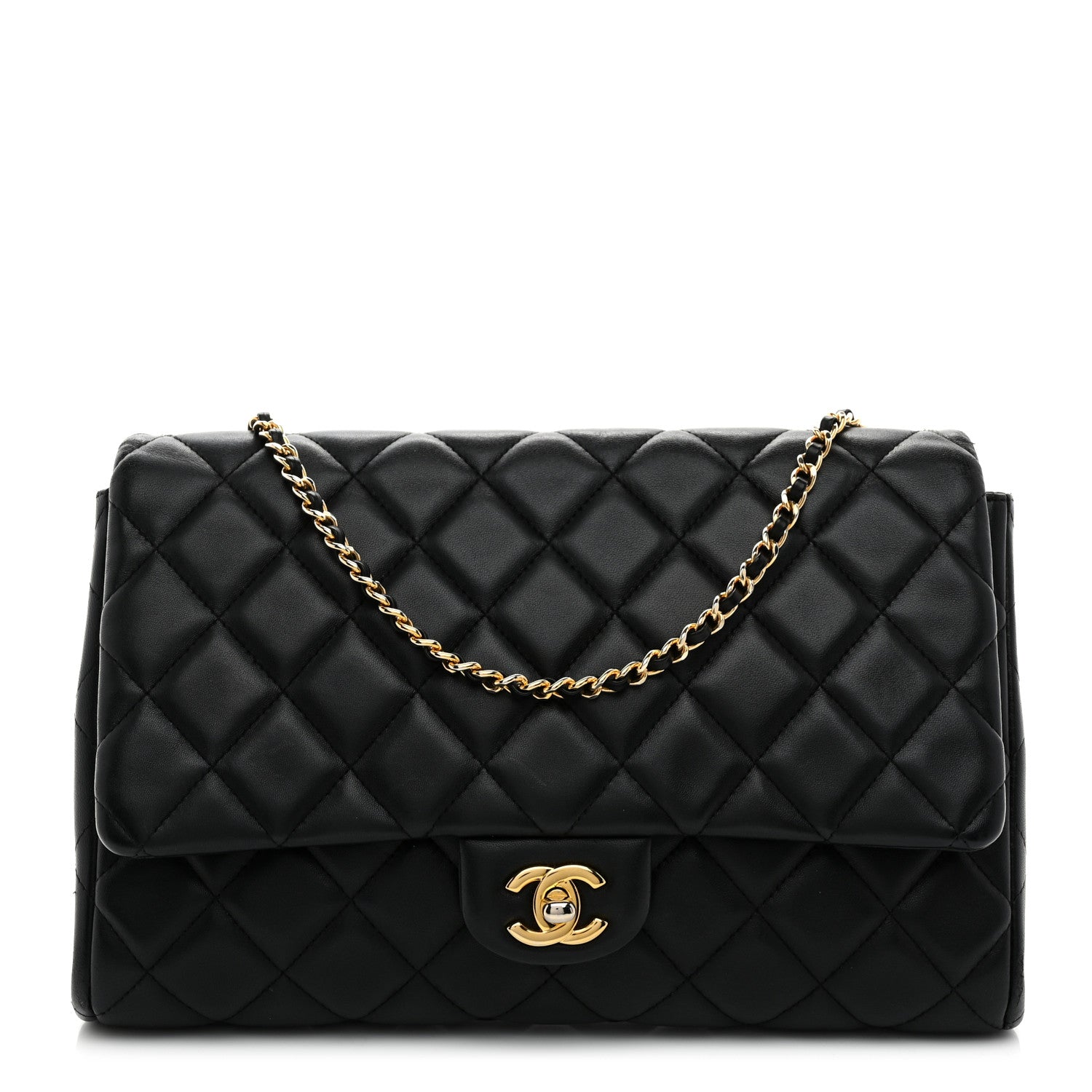 Chanel Lambskin Quilted Clutch With Chain Flap Black 1 of 10