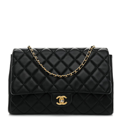 Chanel Lambskin Quilted Clutch With Chain Flap Black 1 of 10