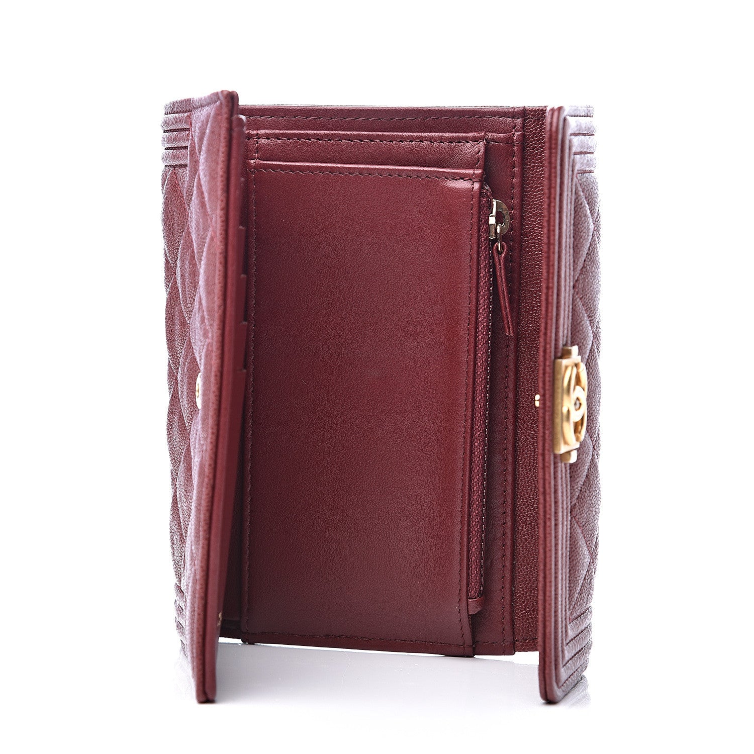 Chanel Caviar Quilted Medium Boy Flap Wallet Burgundy 4 of 9