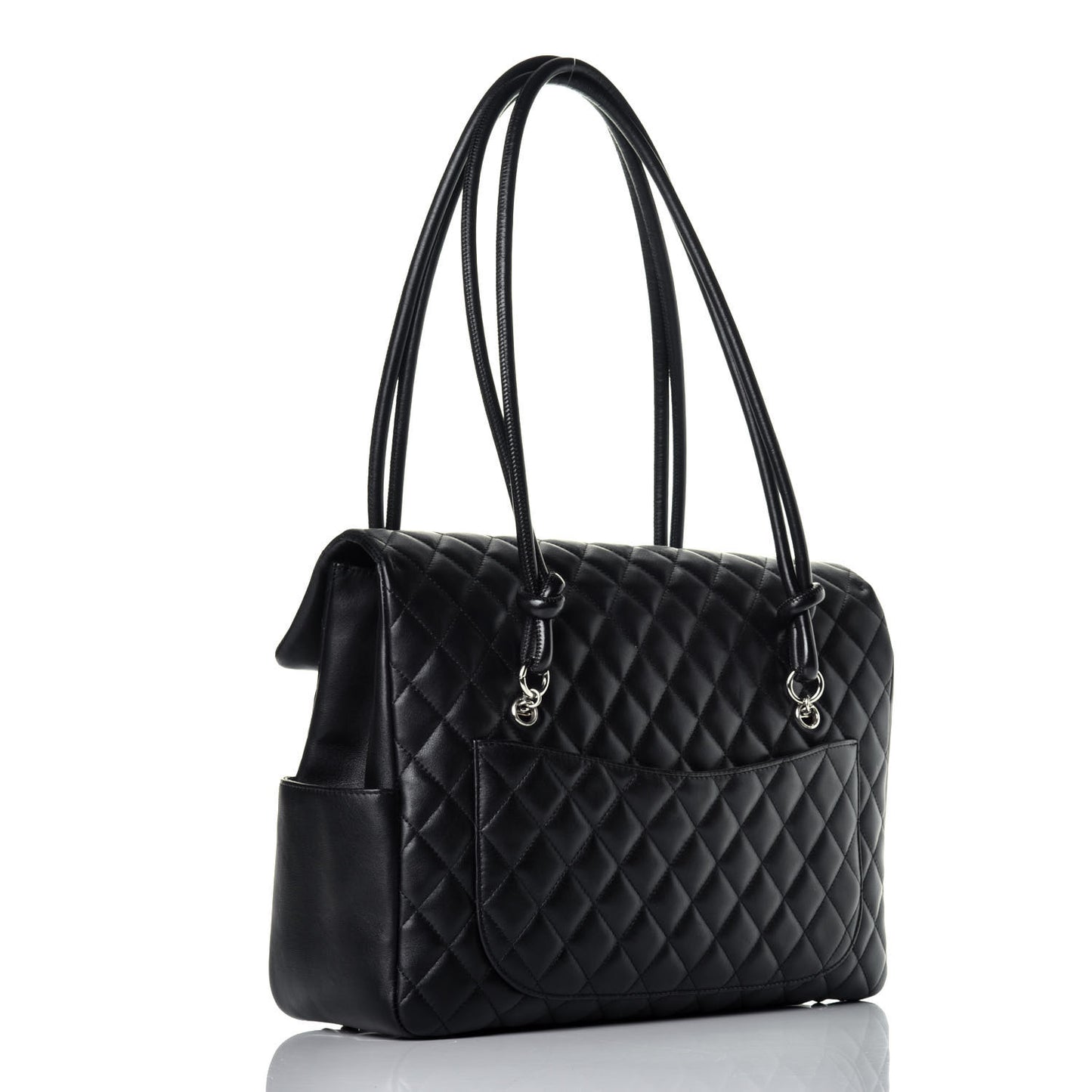 Calfskin Quilted Large Cambon Flap Black