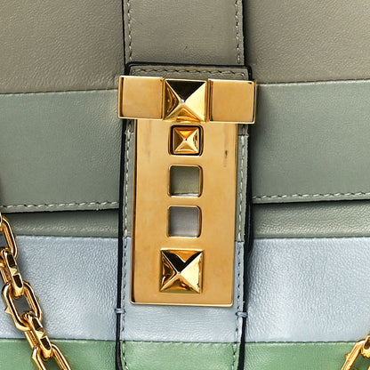 Valentino Garavani Nappa Striped B-Rockstud Flap Green 8 of 12