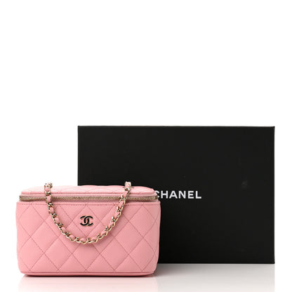 Chanel Caviar Quilted Small Vanity Case With Chain Pink 11 of 11
