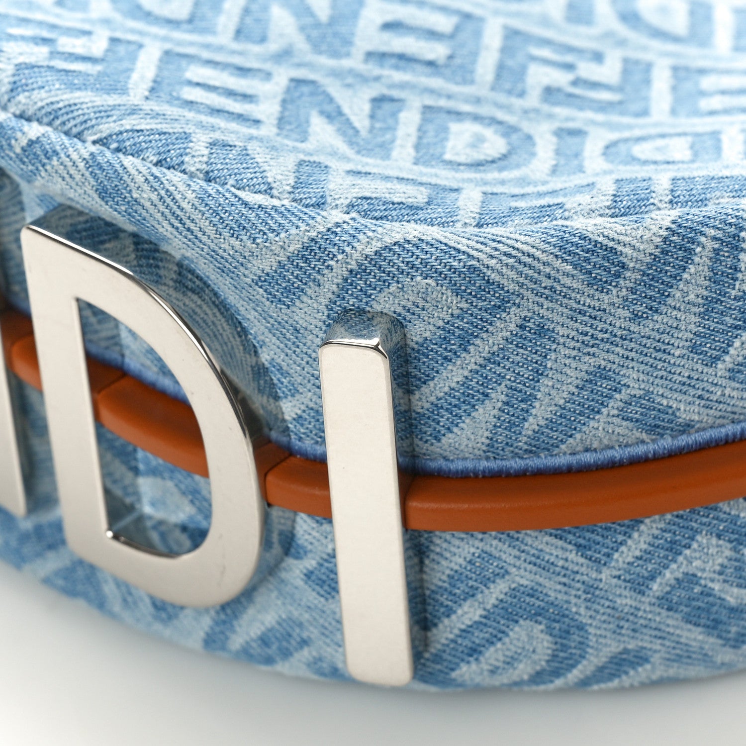 Fendi Denim Vitello Grace Mirror Logo Small Fendigraphy Hobo Bag Blue 10 of 10