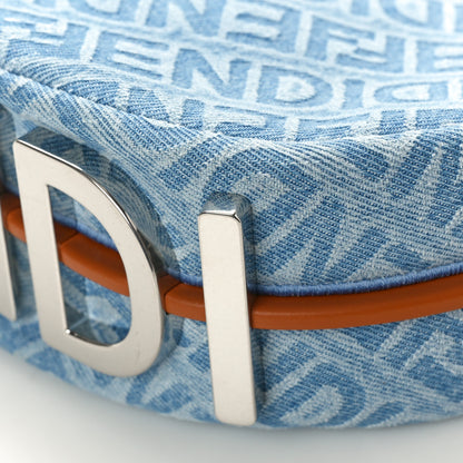 Fendi Denim Vitello Grace Mirror Logo Small Fendigraphy Hobo Bag Blue 10 of 10