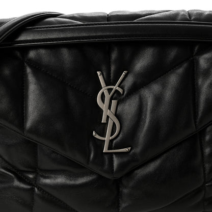 Saint Laurent Lambskin Quilted Medium Loulou Puffer Monogram Chain Satchel Black 8 of 10