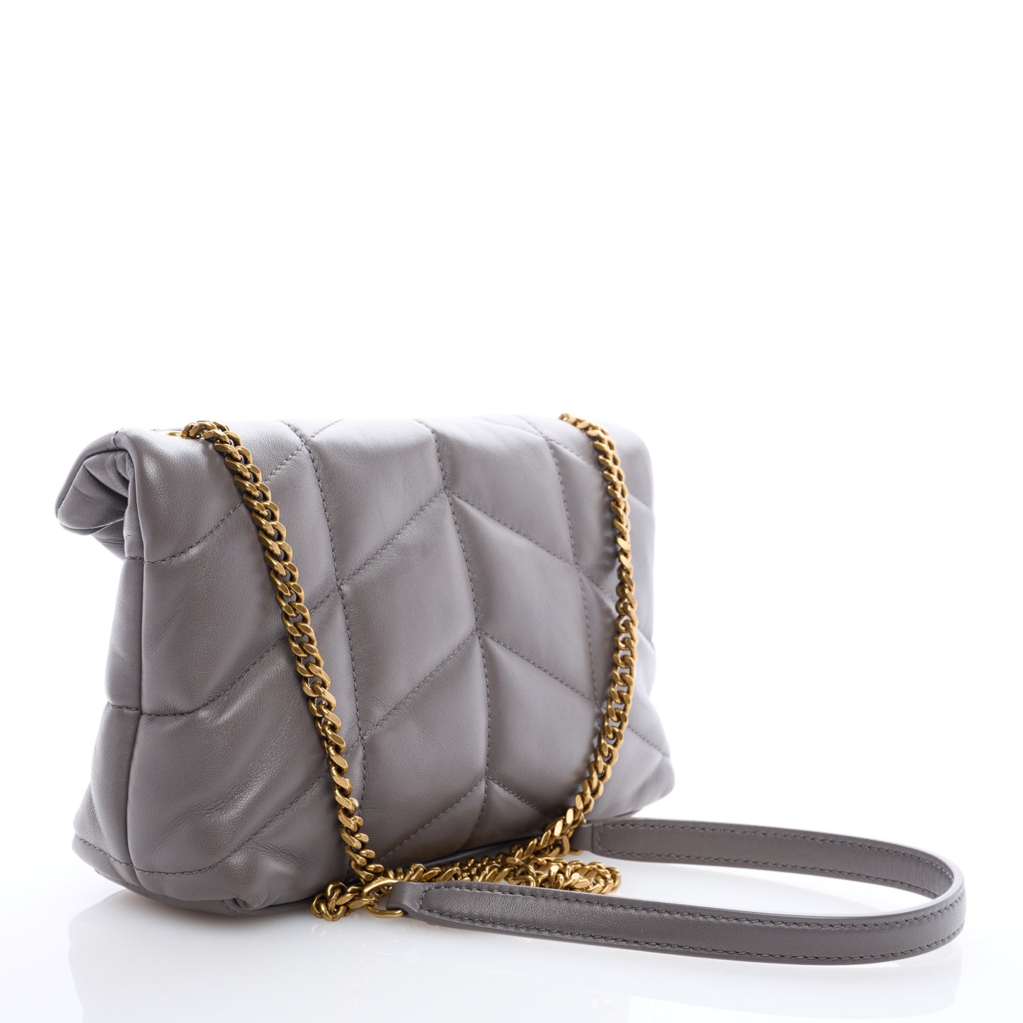 Lambskin Quilted Toy Loulou Puffer Monogram Chain Satchel Fog