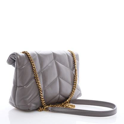 Saint Laurent Lambskin Quilted Toy Loulou Puffer Monogram Chain Satchel Fog 2 of 8