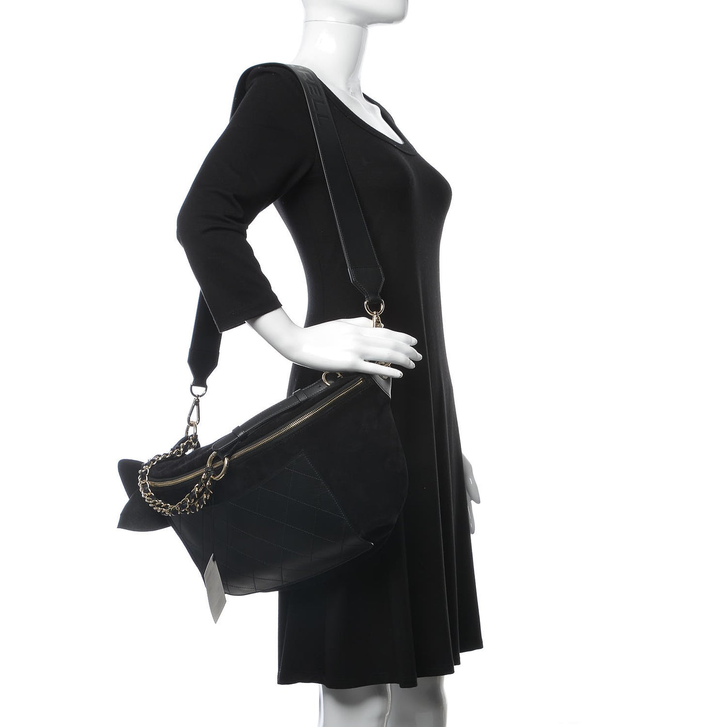 x Pharrell Williams Suede Calfskin Oversized Waist Belt Bag Black