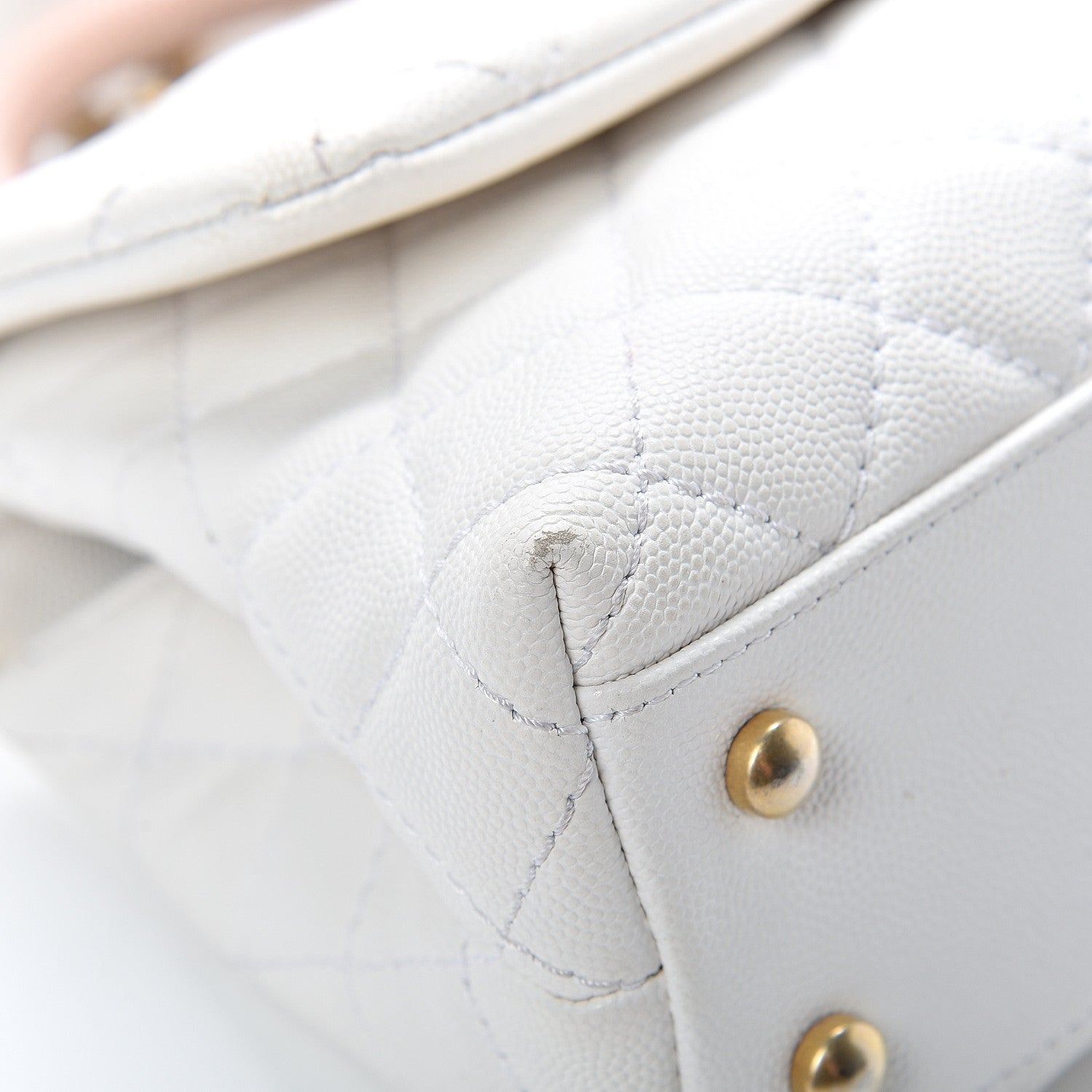 Chanel Caviar Lizard Quilted Mini Coco Handle Flap White 8 of 15