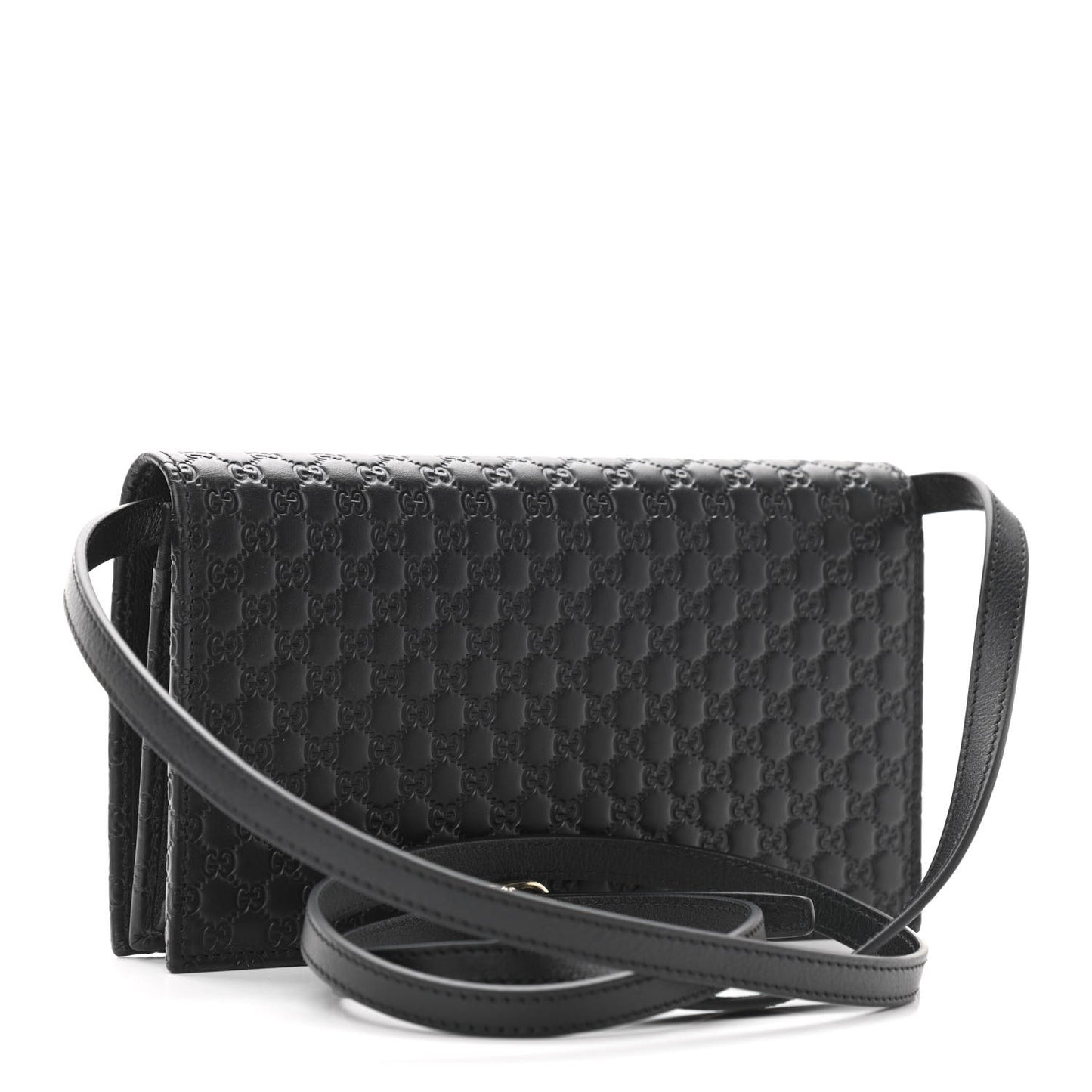 Microguccissima Crossbody Wallet Black