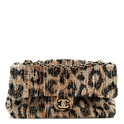 Chanel Tweed Mixed Fibers Leopard Print Small Souplissimo Maxi Flap Brown Black White 1 of 11