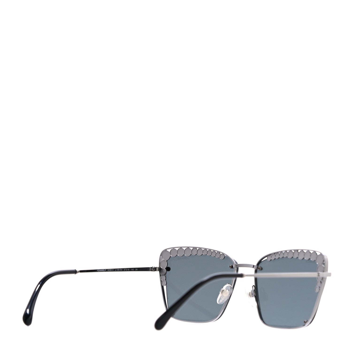 Chanel Metal Square Frame Pearl Sunglasses 4235-H Dark Grey 3 of 7