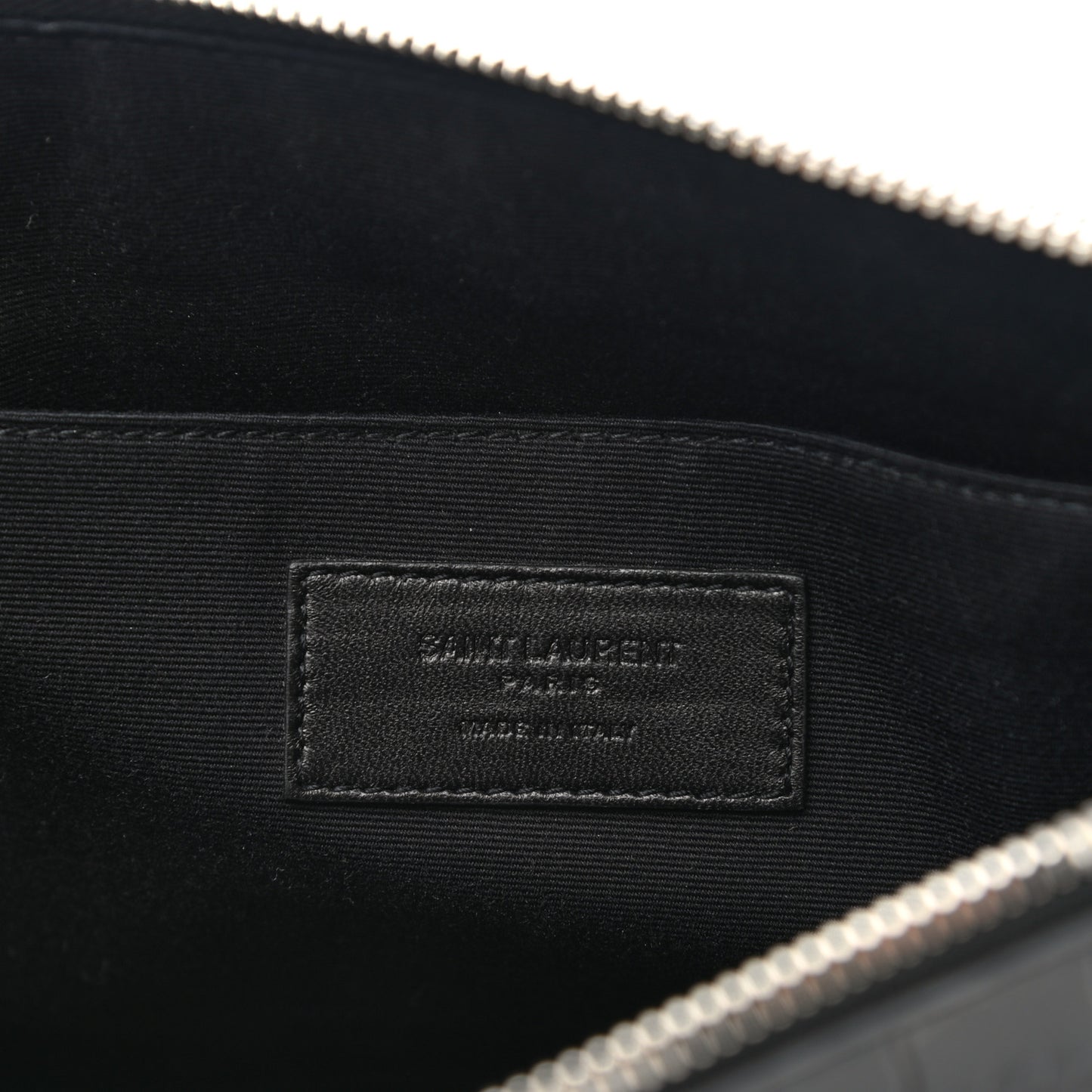 Calfskin Crocodile Embossed Zipped Tablet Holder Black