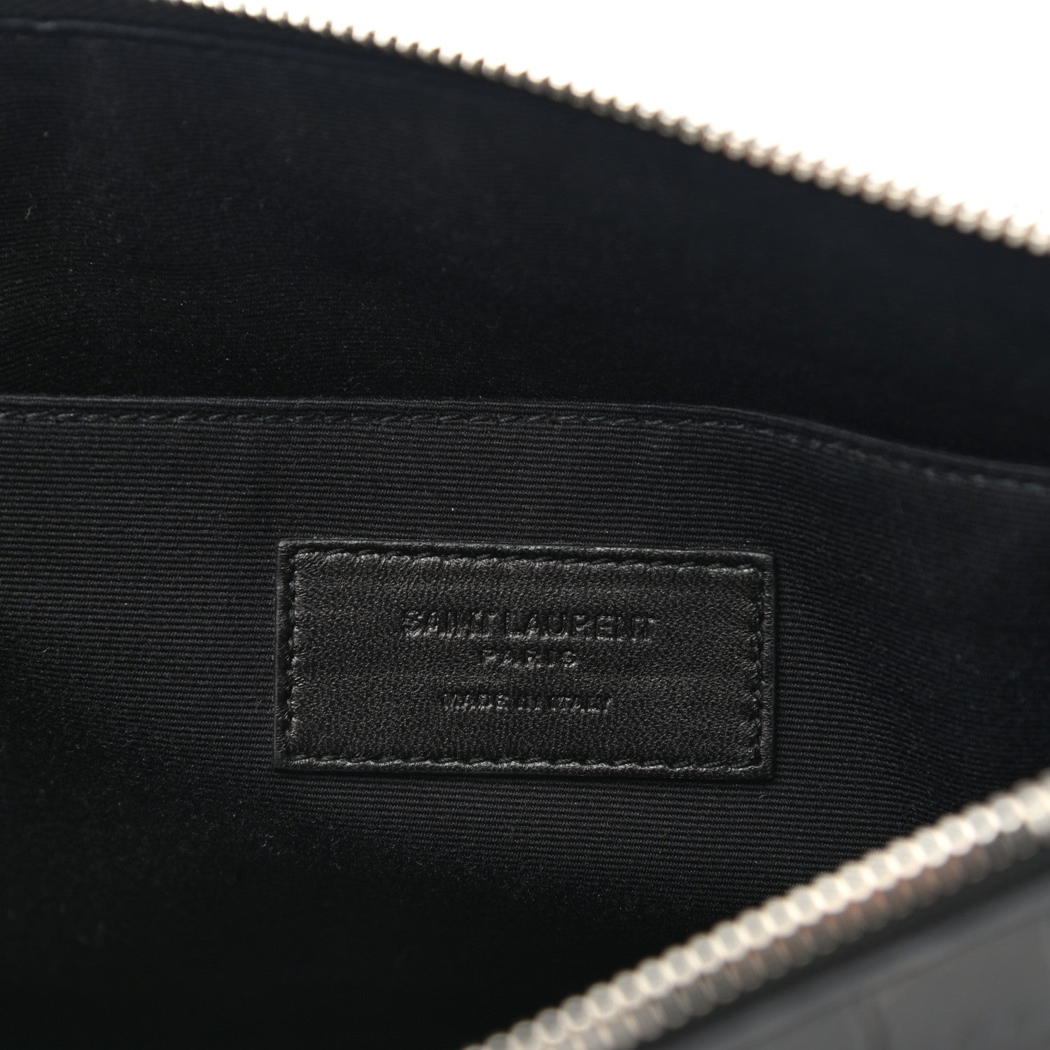Saint Laurent Calfskin Crocodile Embossed Zipped Tablet Holder Black 6 of 7