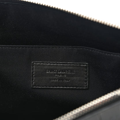 Saint Laurent Calfskin Crocodile Embossed Zipped Tablet Holder Black 6 of 7
