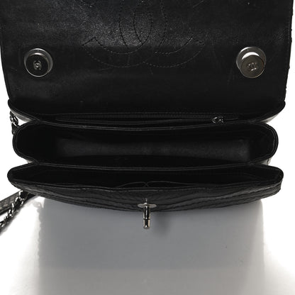 Chanel Calfskin Sheepskin Watersnake Chevron Quilted CC Small Trendy CC Dual Handle Flap Bag Black 5 of 13