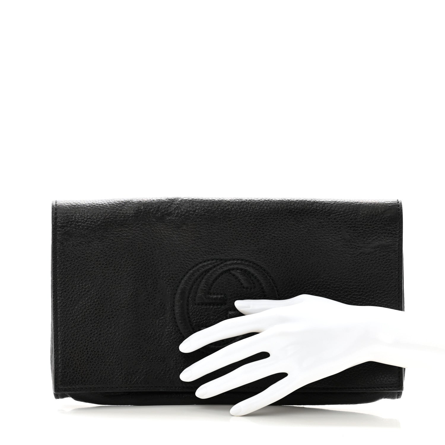 Gucci Pebbled Calfskin Medium Soho Clutch Black 2 of 12