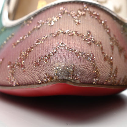 Christian Louboutin Metallic Rete Lace Chantilly 554 85 Pumps 41.5 Blush Multicolor 5 of 8