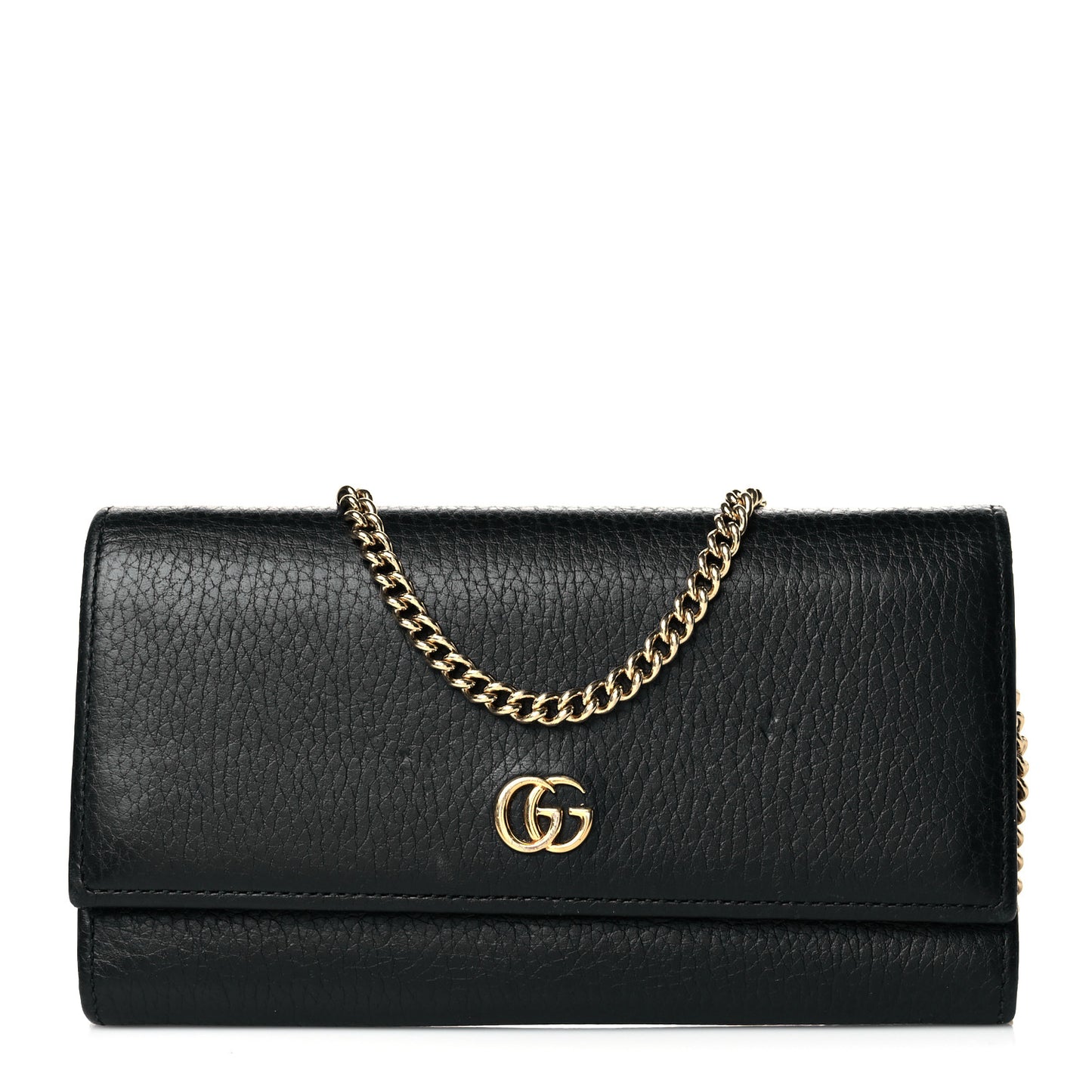 Calfskin Petite GG Marmont Wallet Chain Bag Black