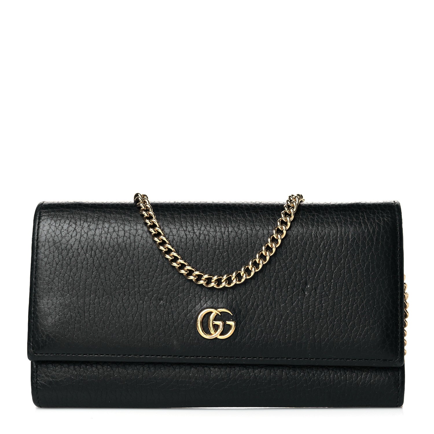 Gucci Calfskin Petite GG Marmont Wallet Chain Bag Black 1 of 10