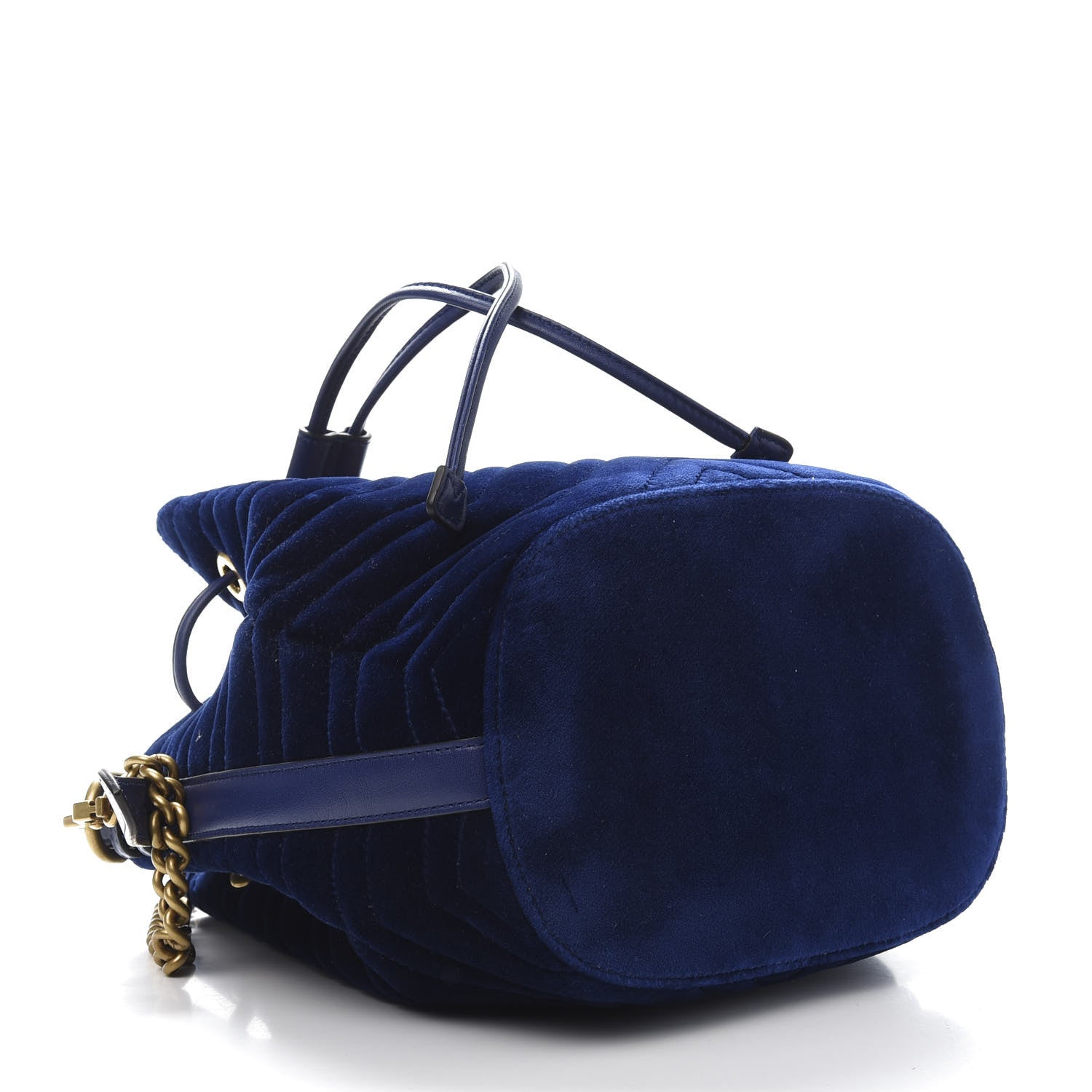 Gucci Velvet Matelasse GG Marmont Bucket Bag Cobalt Blue 4 of 13