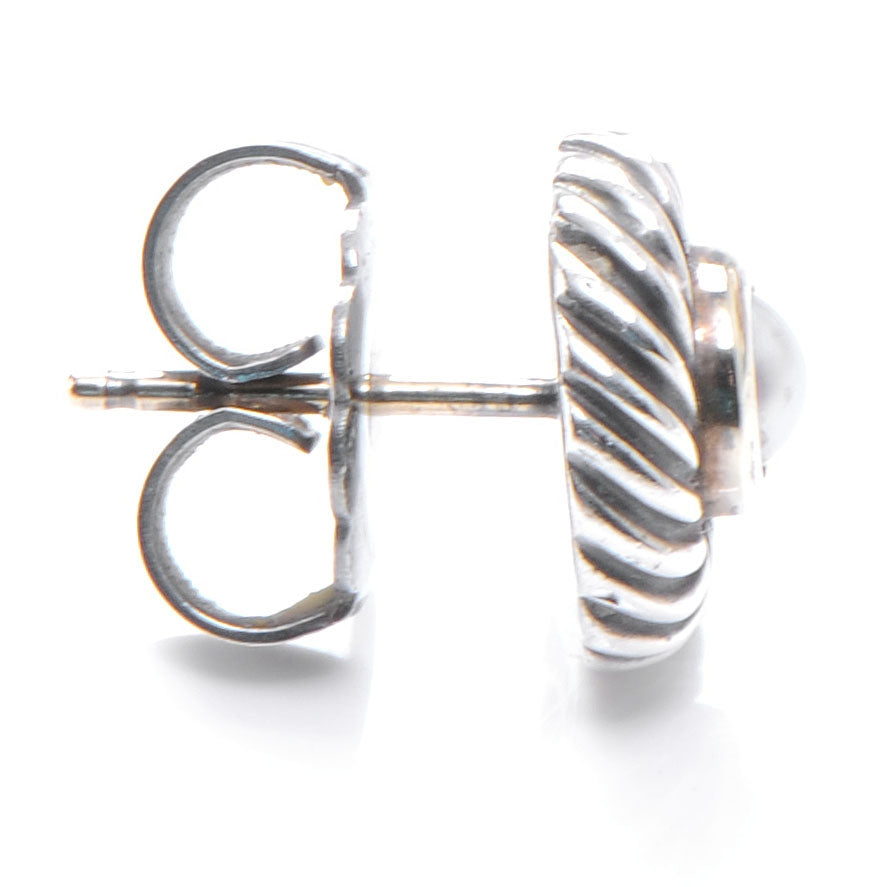 David Yurman Sterling Silver 14K Yellow Gold Pearl Cookie Earrings 3 of 4