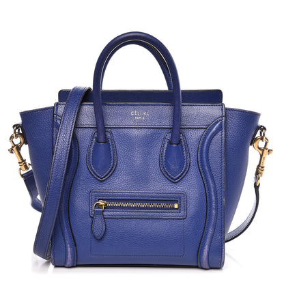 Celine Drummed Calfskin Nano Luggage Indigo 1 of 26