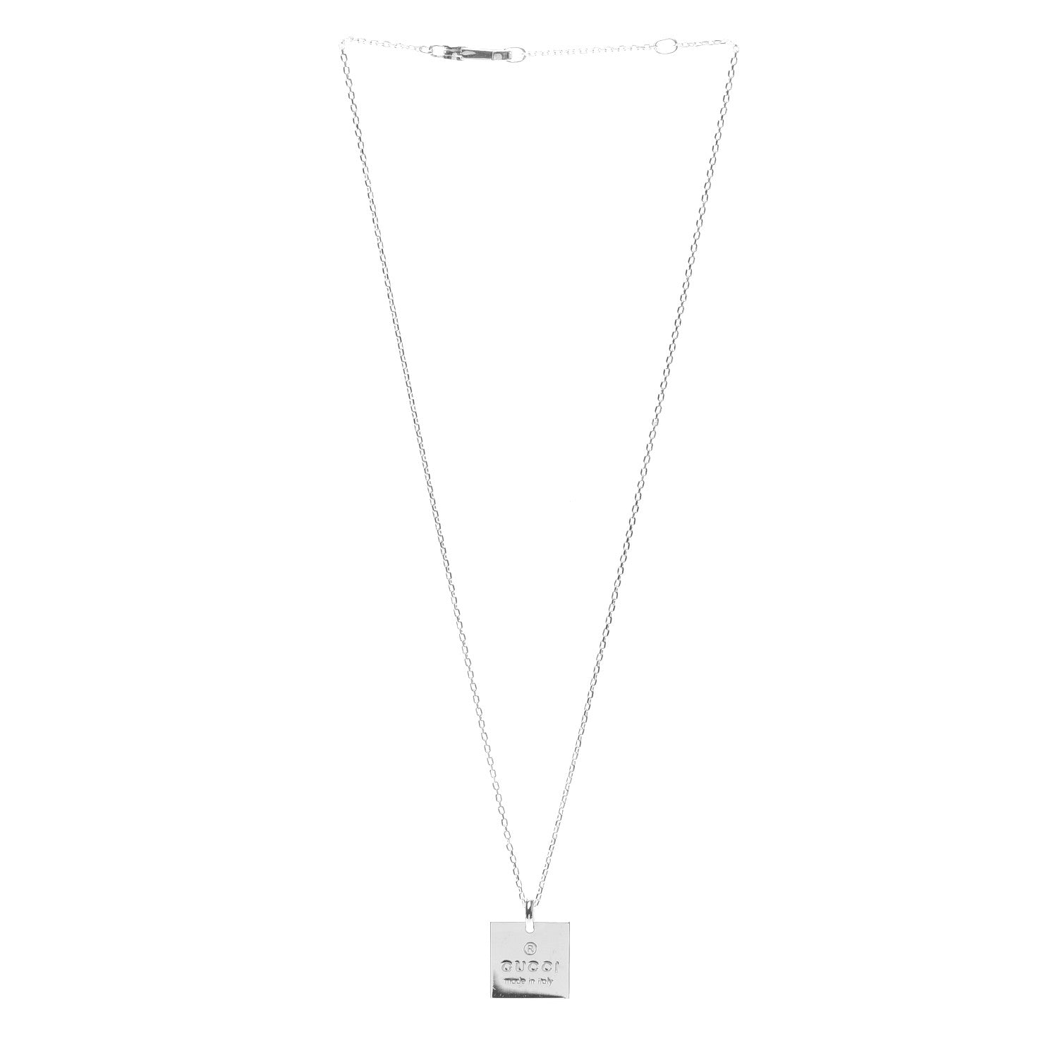Gucci Sterling Silver Trademark Logo Square Pendant Necklace 3 of 6