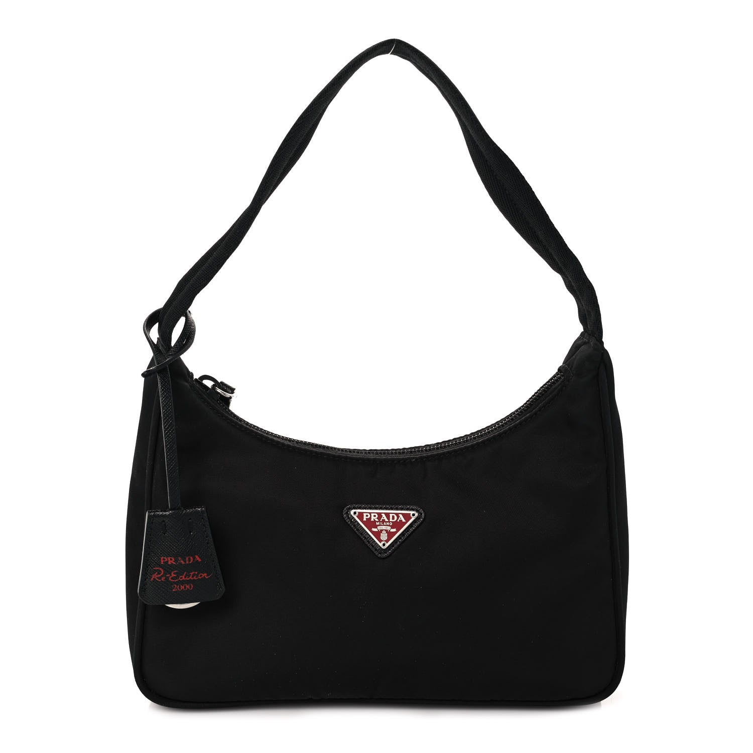 Prada Tessuto Nylon Saffiano Lunar New Year Mini Re-Edition 2000 Bag Black Fuoco 1 of 10