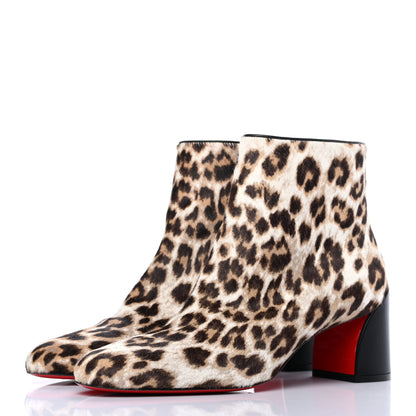 Christian Louboutin Pony Hair Leopard Turela 55 Ankle Boots 39 Black White 3 of 7