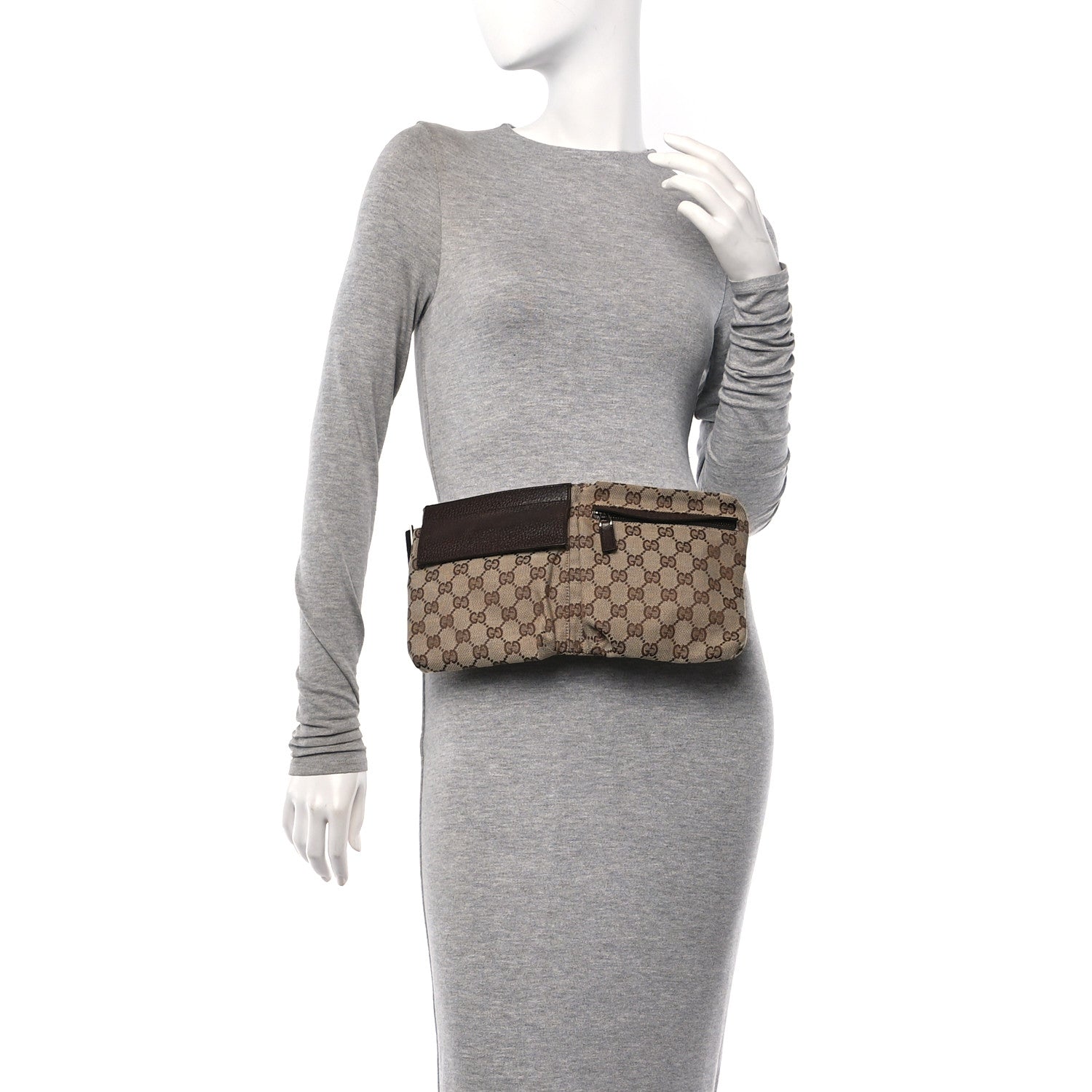 Gucci GG Monogram Double Pocket Belt Bag Dark Brown 2 of 12
