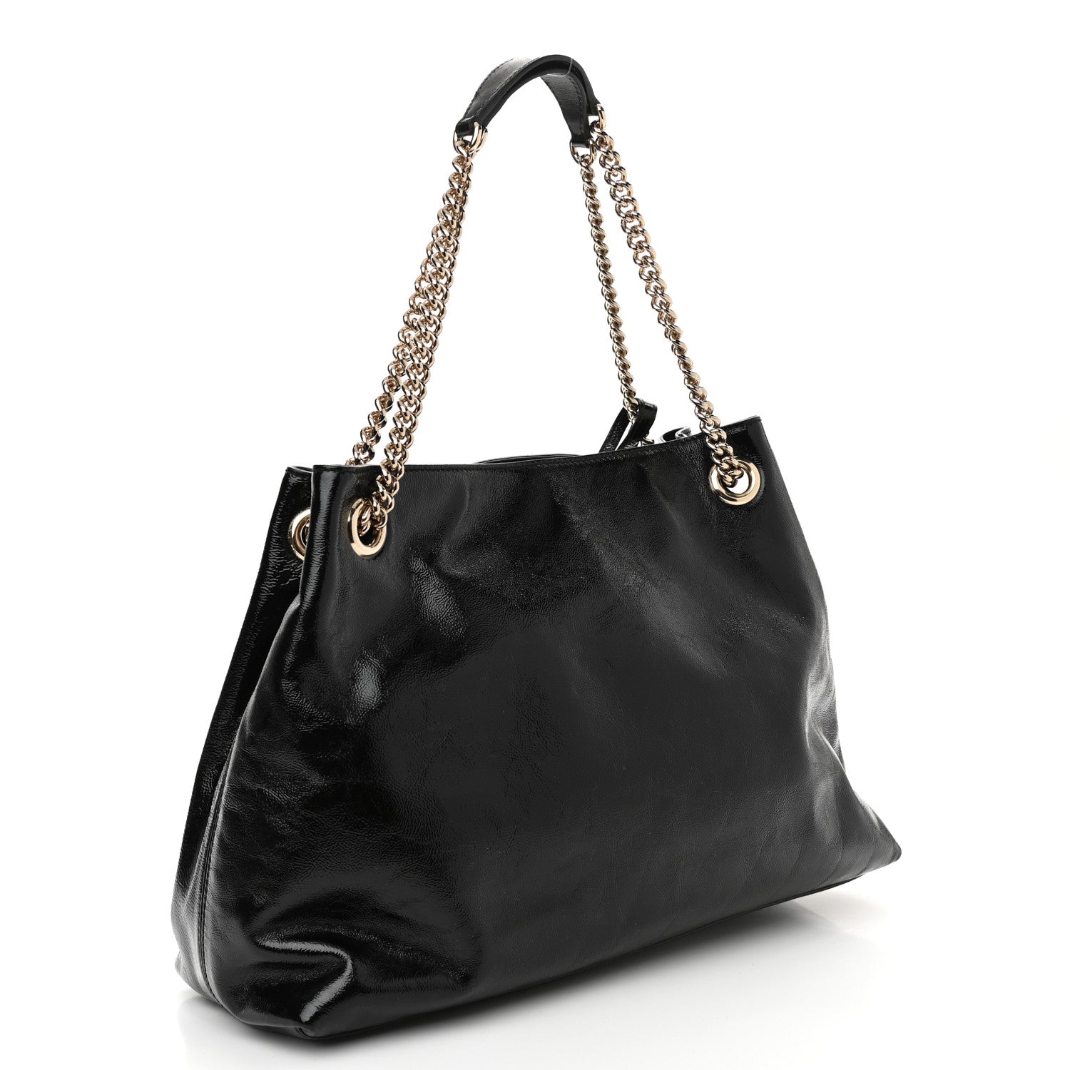 Gucci Patent Medium Soho Chain Shoulder Bag Black 3 of 10