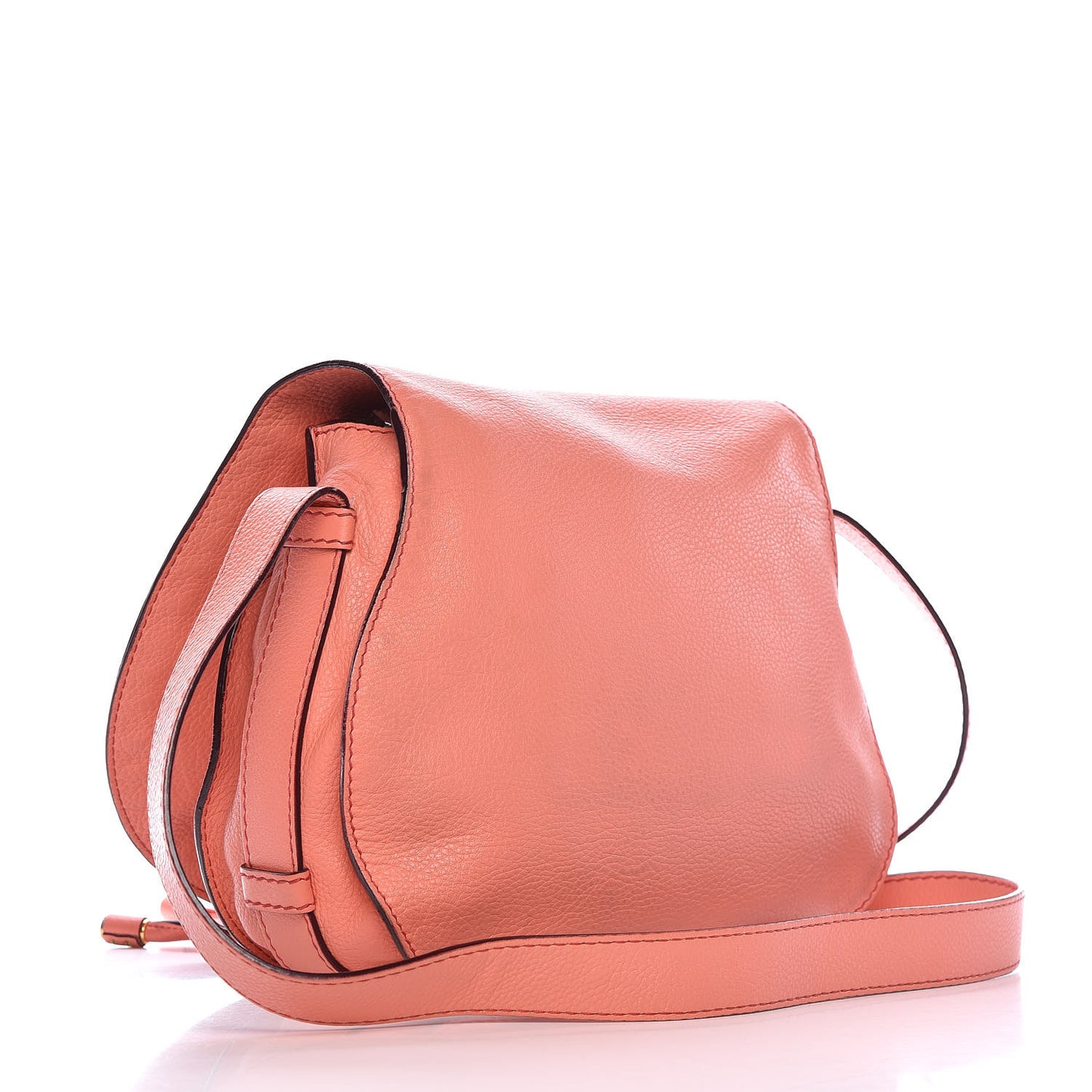 Grained Calfskin Medium Marcie Saddle Bag Coral Pop