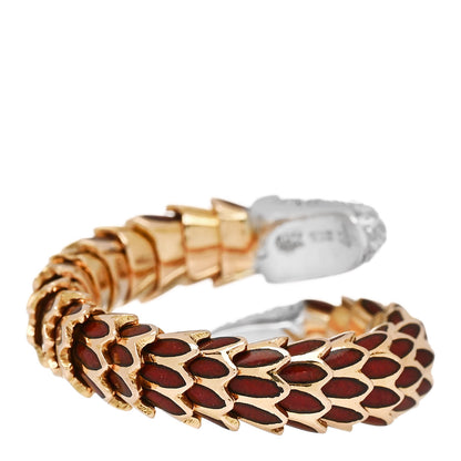 Roberto Coin 18K Yellow White Gold Enamel Diamond Cobra Ring 52 6 Red 3 of 4