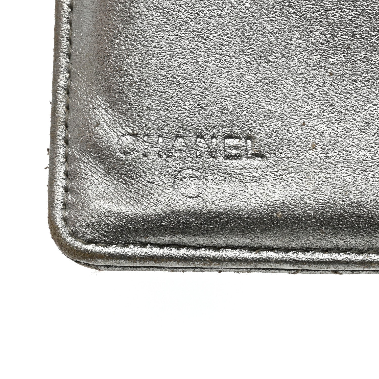 Chanel Metallic Lambskin Quilted Yen Wallet Silver 6 of 14