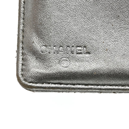 Chanel Metallic Lambskin Quilted Yen Wallet Silver 6 of 14