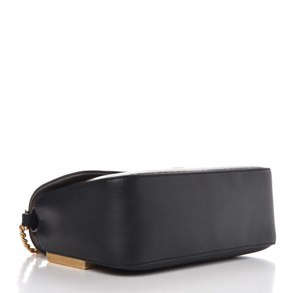 Fendi Vitello Grace Glazed Fabric FF 1974 Double F Shoulder Bag Black Mogano Panna 4 of 8