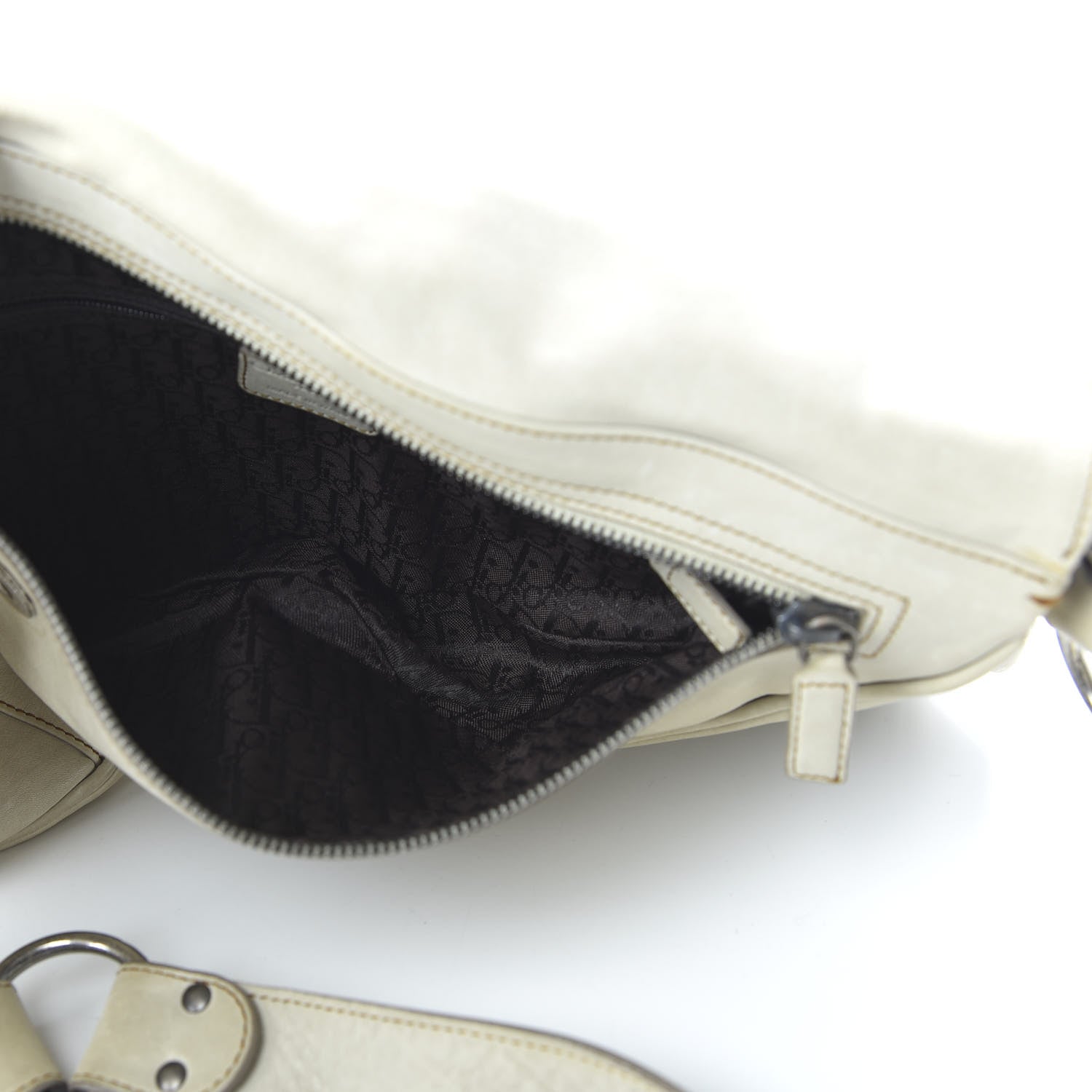Christian Dior Calfskin Gaucho Double Saddle Bag Ivory 4 of 11