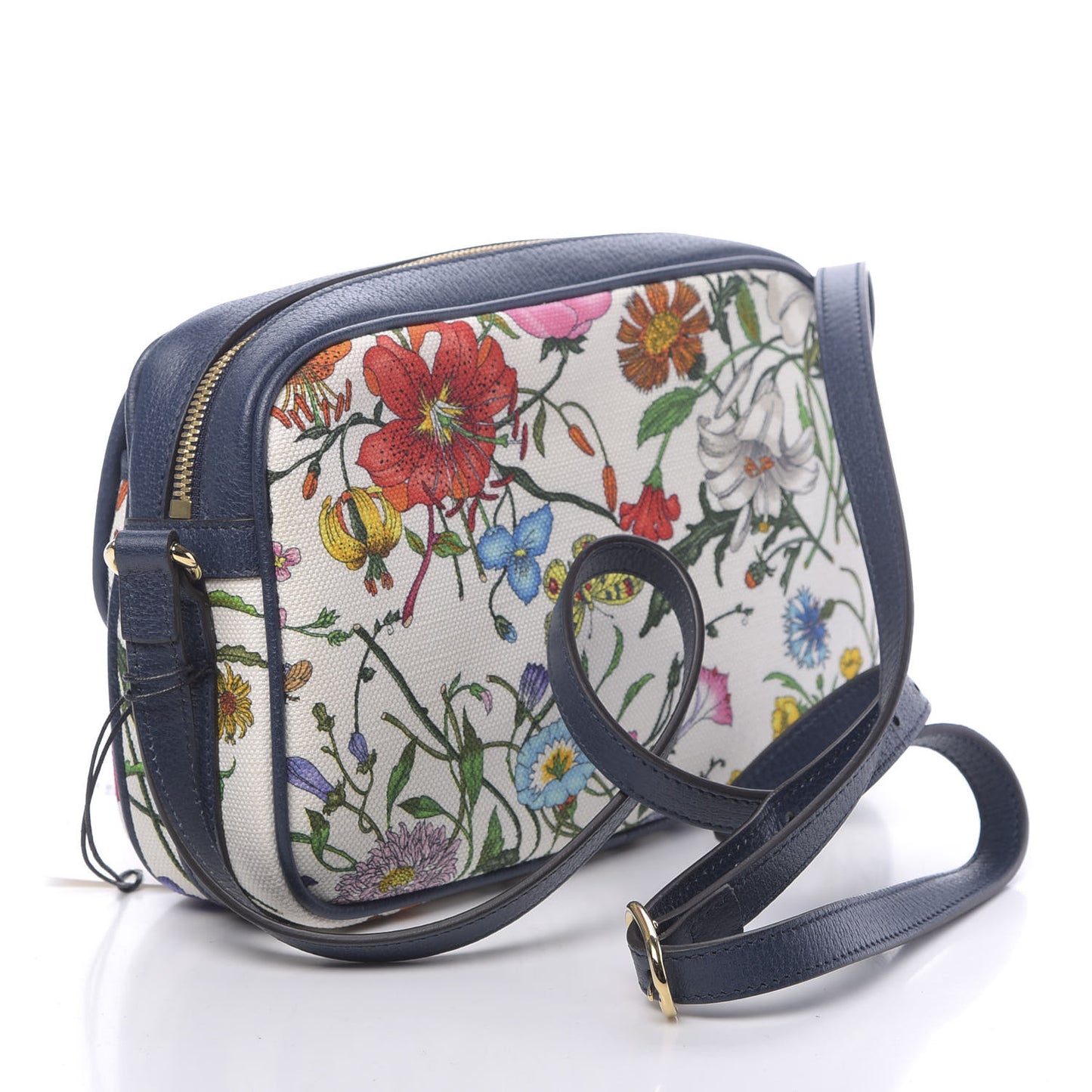 Canvas Flora Floral Shoulder Bag White Blue Agata Mulitcolor