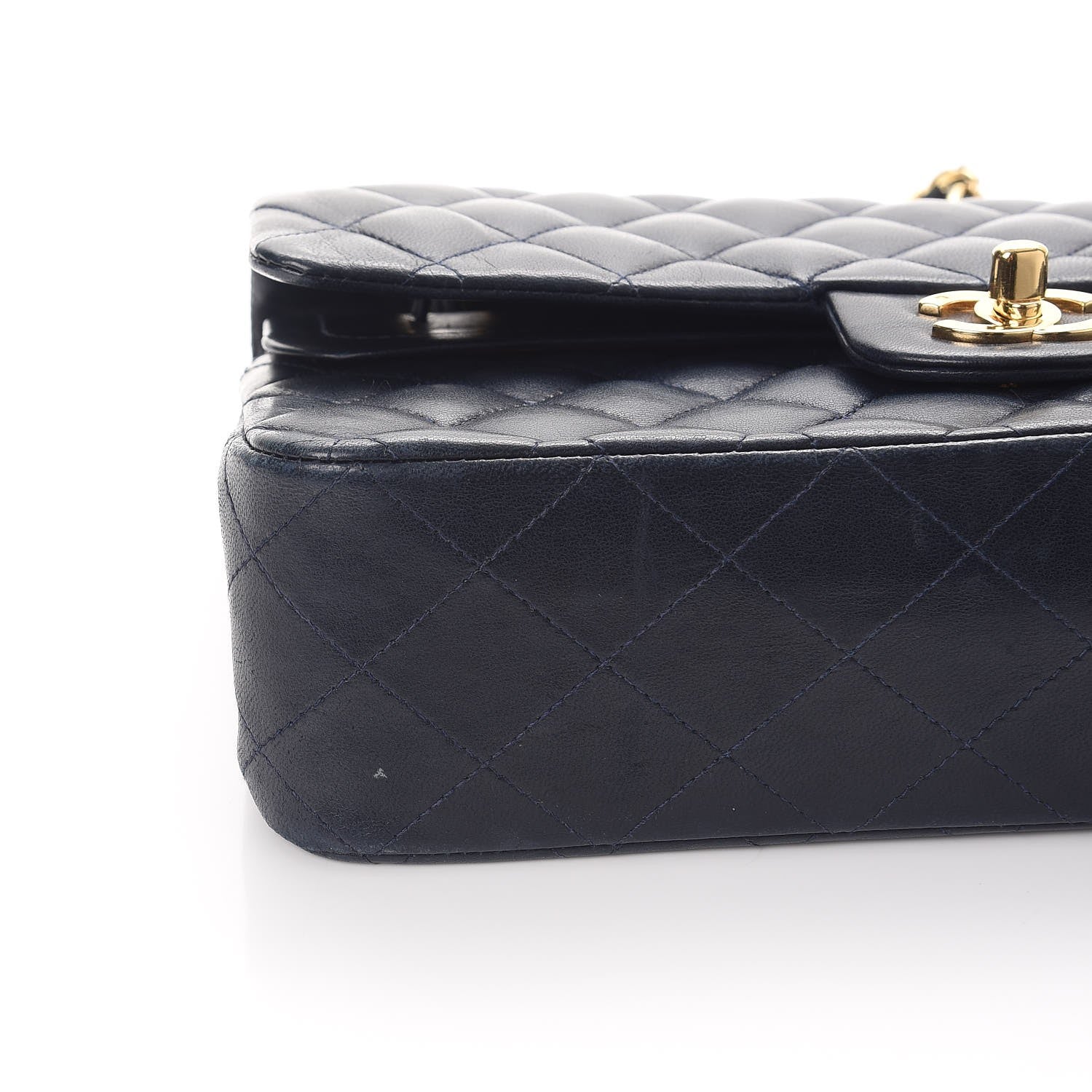 Chanel Lambskin Quilted Medium Double Flap Navy 9 of 15