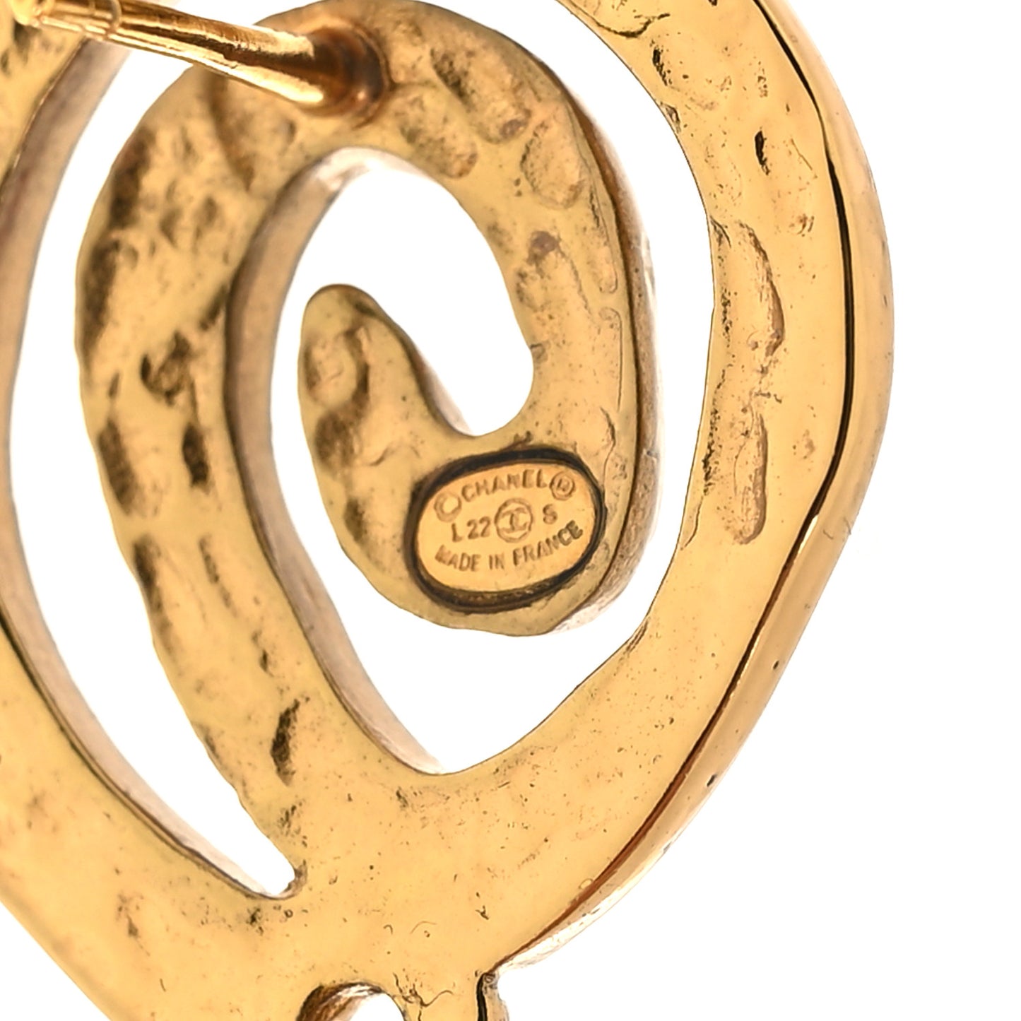 Metal CC Swirl Dangle Earrings Gold